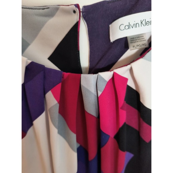 Calvin Klein Sleeveless Blouse Women's Size PL Multicolor Stretch Knit Top - Picture 9 of 15